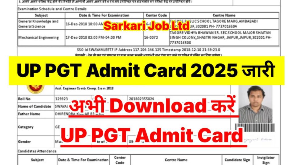 UP PGT Admit Card 2025
