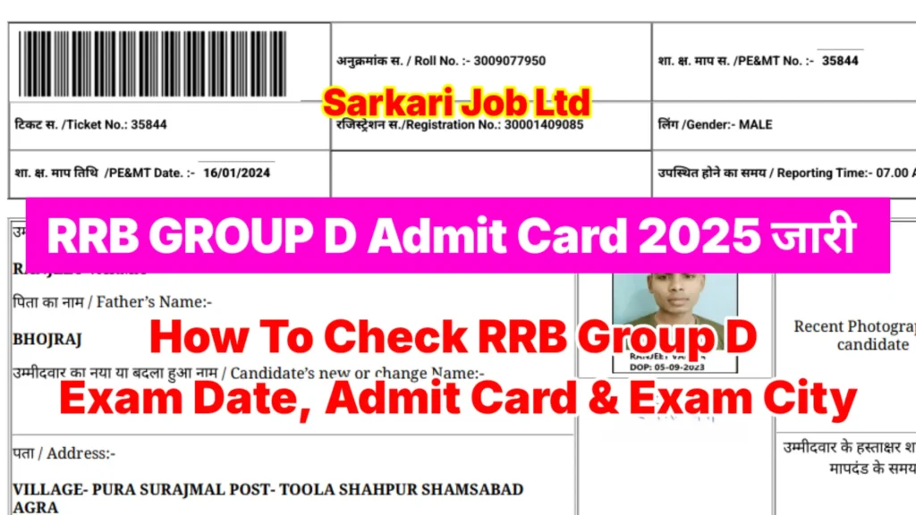 RRB Group D Admit Card 2025